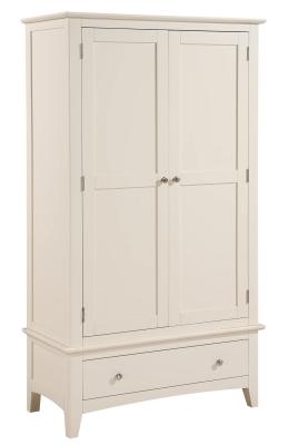 Luciana Ivory Painted 2 Door 1 Drawer Double Wardrobe