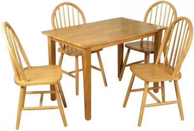Product photograph of Hanover Light Oak 110cm Dining Table And 4 Spindle Back Chairs from Choice Furniture Superstore