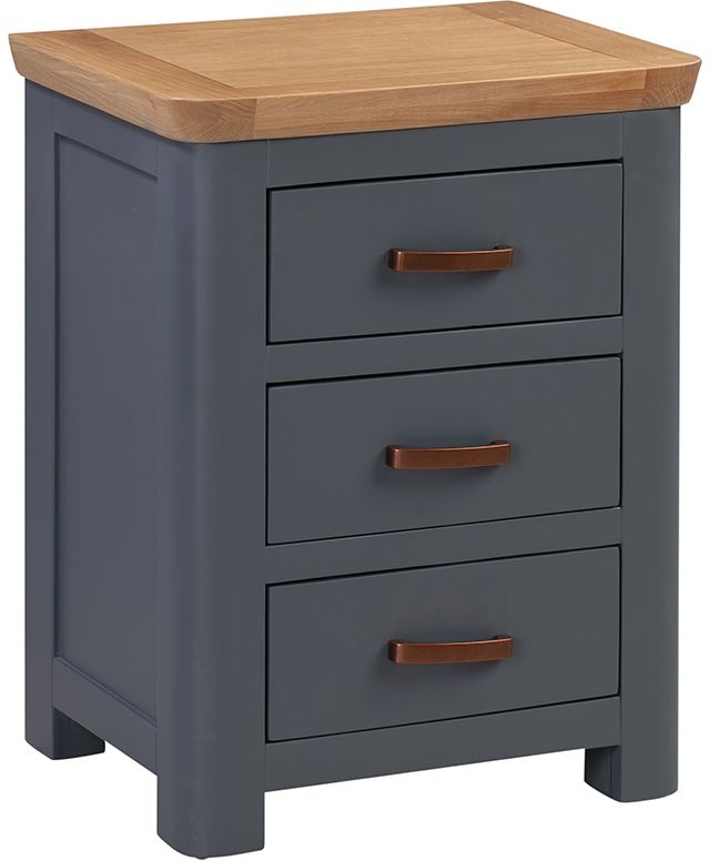Treviso Blue and Oak 3 Drawer Bedside Cabinet
