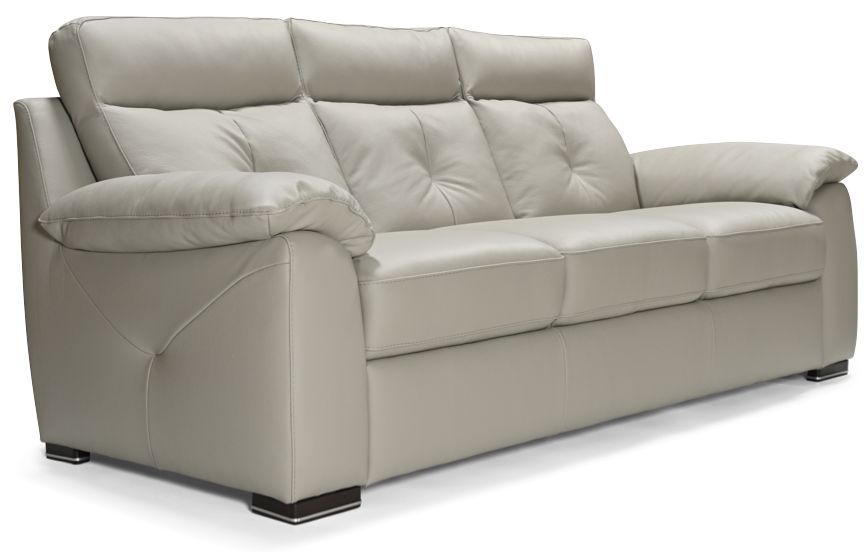 Bari Grey Leather 3 Seater Sofa