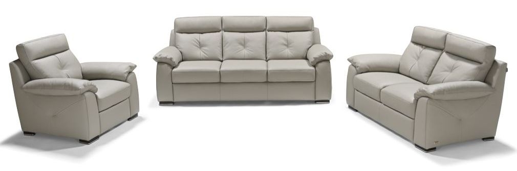 Bari Grey Leather Sofa Suite