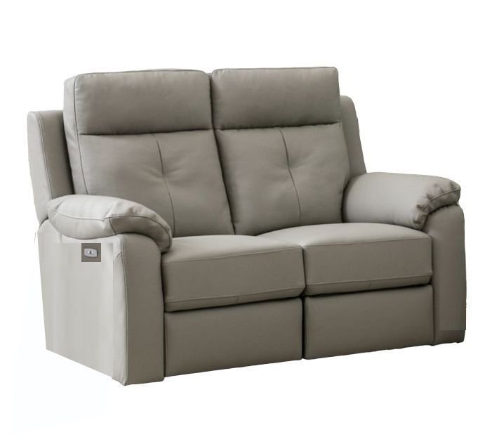 Milano Grey Leather 2 Seater Electric Recliner Sofa