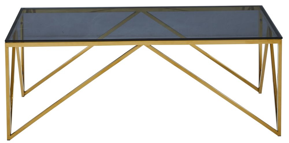 Allure Black Glass and Gold 120cm Coffee Table