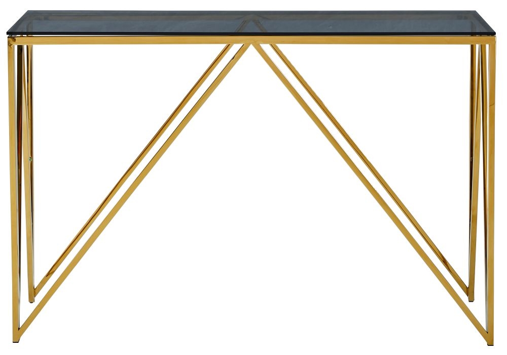 Allure Black Glass and Gold 120cm Console Table