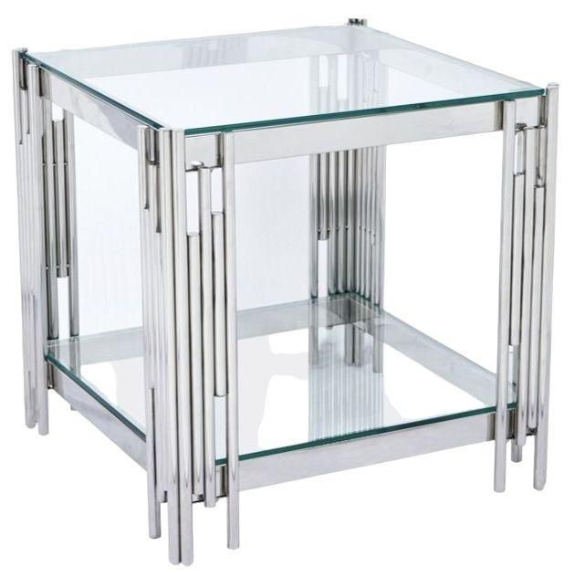 Belini Glass and Silver End Table