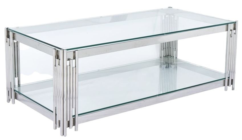 Belini Glass and Silver 120cm Coffee Table