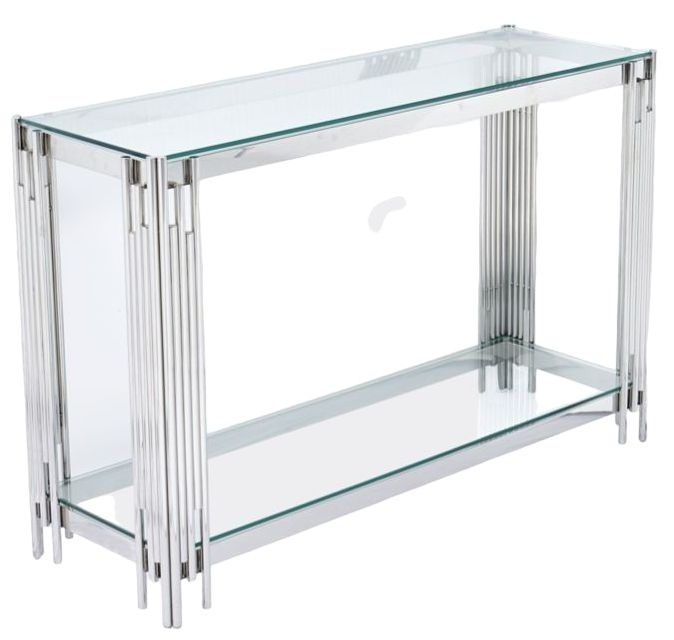 Belini Glass and Silver 120cm Console Table