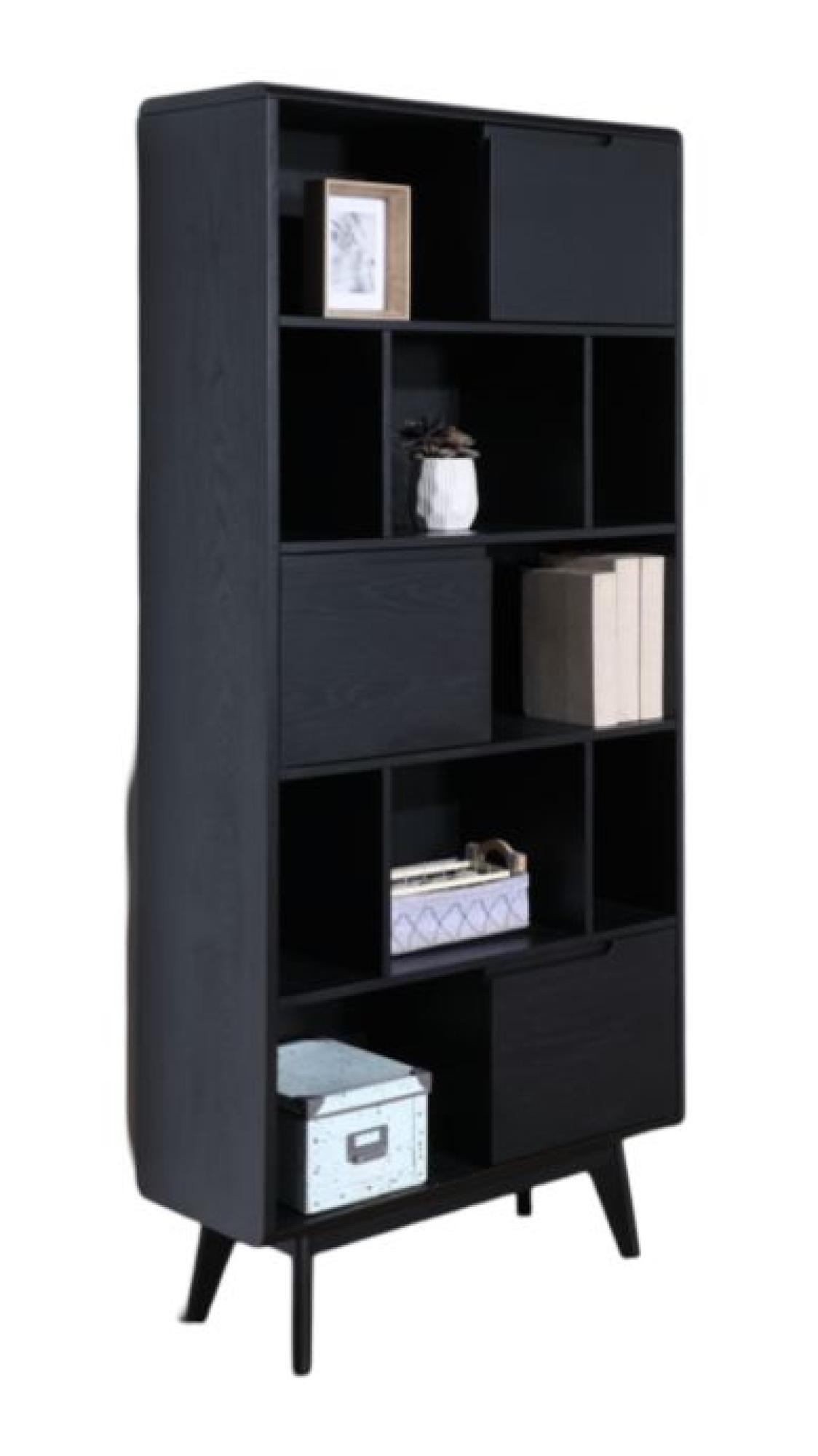 Carrington Black Oak Wide Bookcase