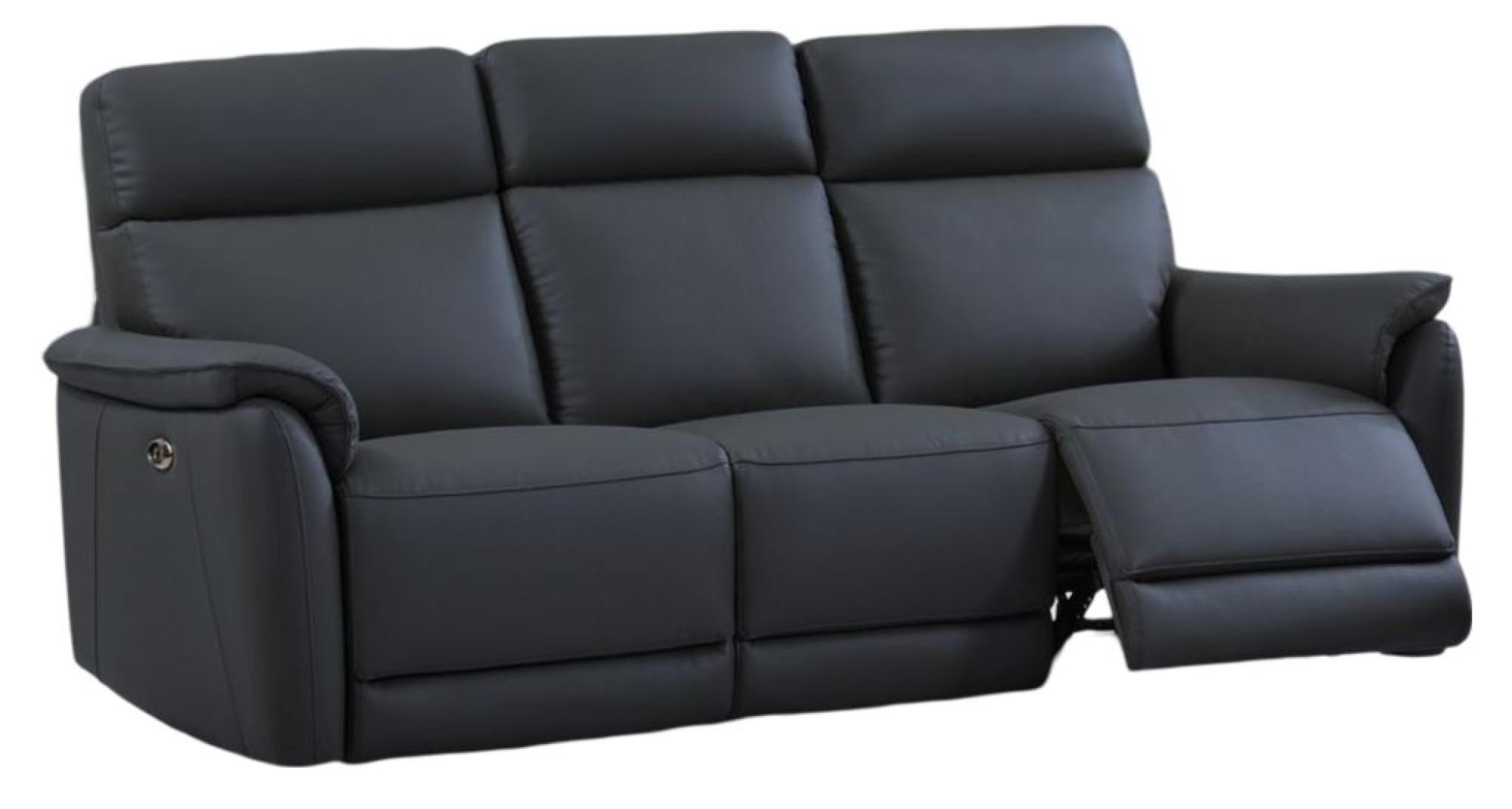Carlton Blue Leather Electric Recliner 3 Seater Sofa