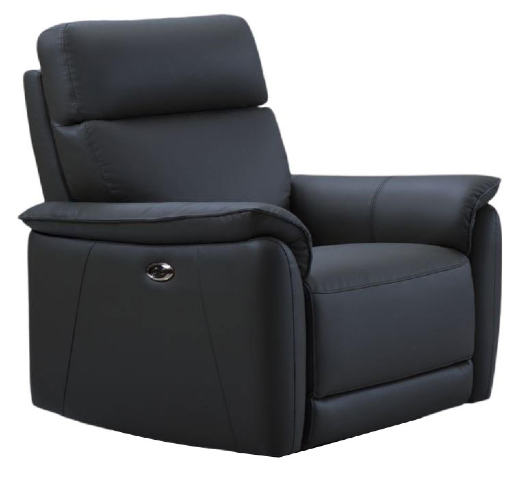 Carlton Blue Leather Electric Recliner Armchair