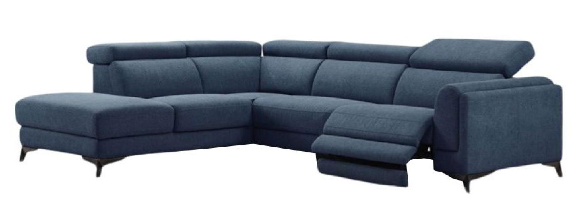 Cordova Blue Fabric Electric Recliner LHF Corner Sofa Suite