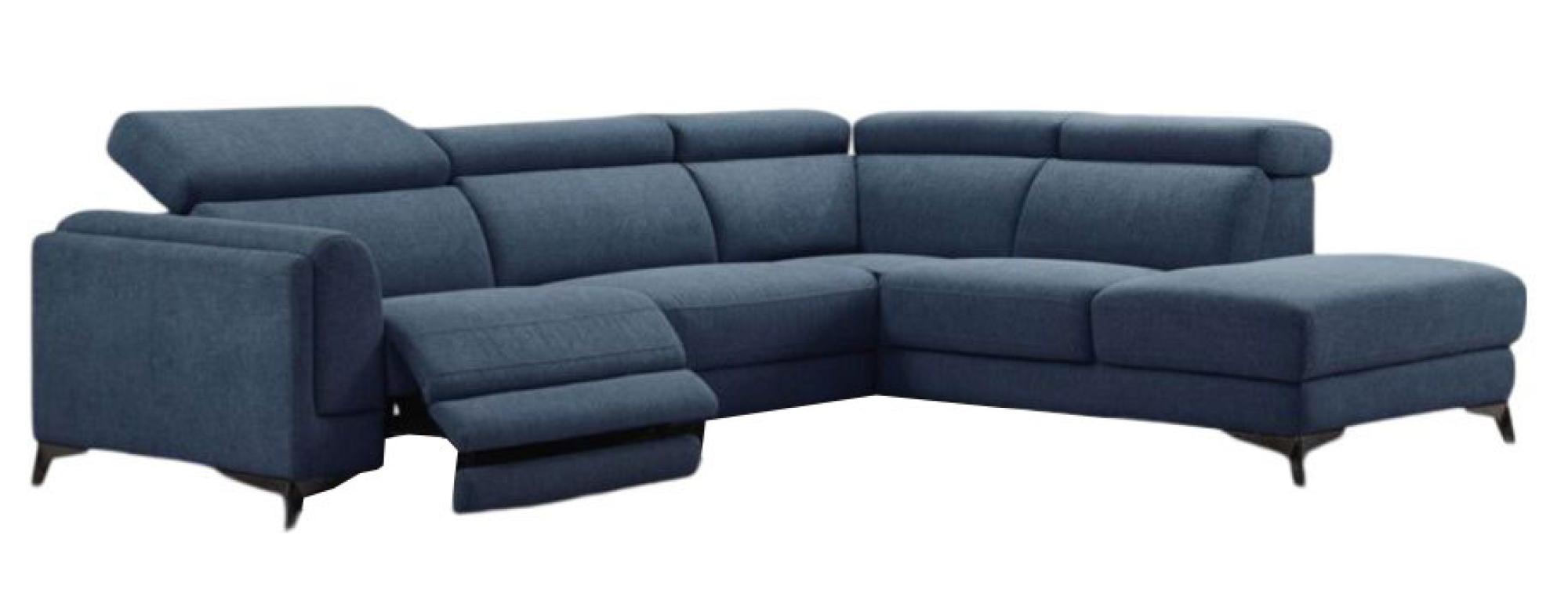 Cordova Blue Fabric Electric Recliner RHF Corner Sofa Suite