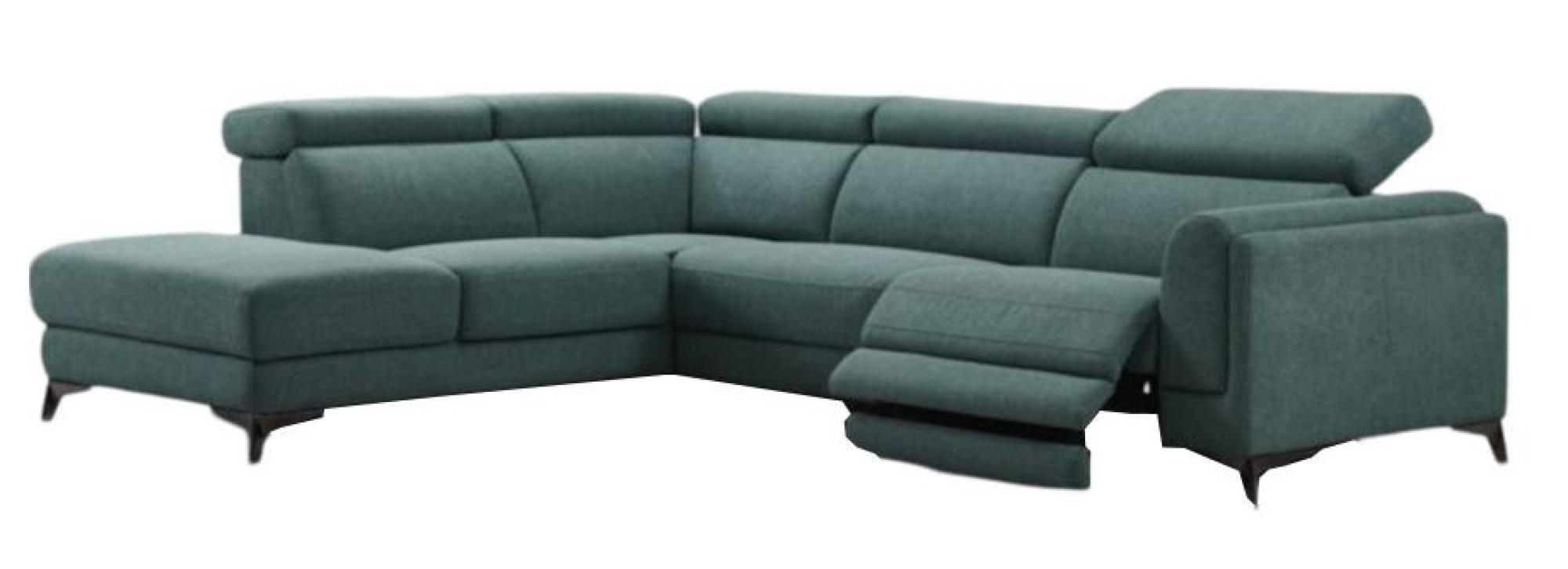 Cordova Green Fabric Electric Recliner LHF Corner Sofa Suite