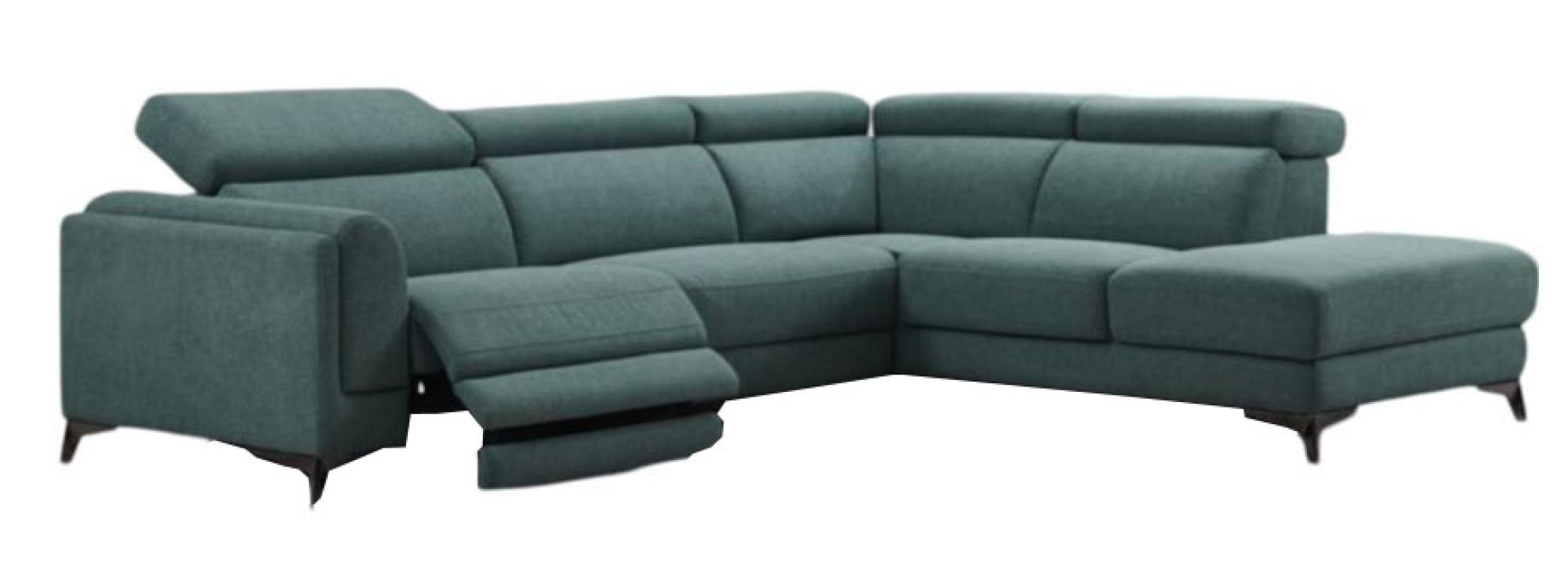 Cordova Green Fabric Electric Recliner RHF Corner Sofa Suite