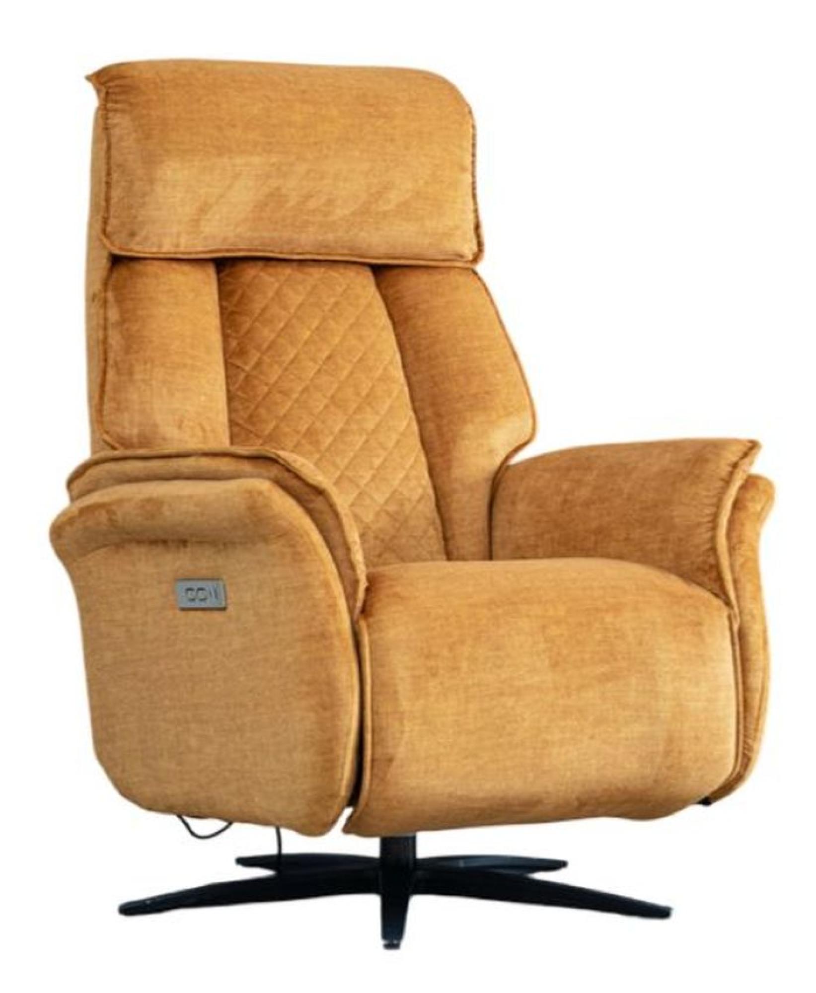 Evoque Orange Fabric Swivel Electic Recliner Armchair