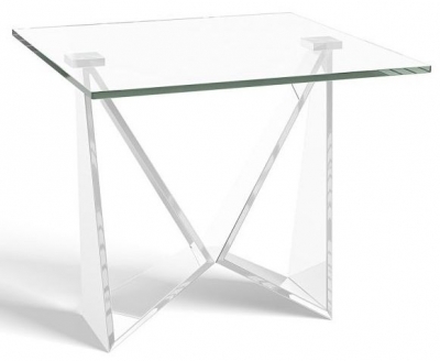 Product photograph of Florentina Side Table - Glass And Chrome from Choice Furniture Superstore