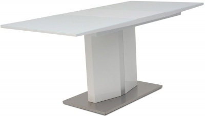 Product photograph of Dowell White High Gloss Butterfly Extending Dining Table from Choice Furniture Superstore
