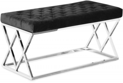 Product photograph of Houston Black And Chrome Bench from Choice Furniture Superstore