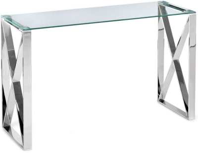 Product photograph of Jasper Console Table - Glass And Chrome from Choice Furniture Superstore