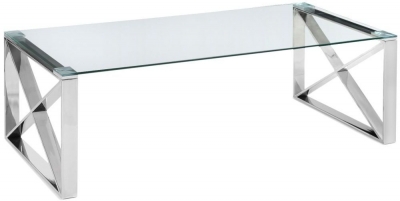 Product photograph of Jasper Coffee Table - Glass And Chrome from Choice Furniture Superstore