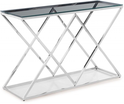 Product photograph of Leslie Console Table - Glass And Chrome from Choice Furniture Superstore