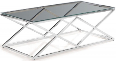 Product photograph of Leslie Coffee Table - Glass And Chrome from Choice Furniture Superstore
