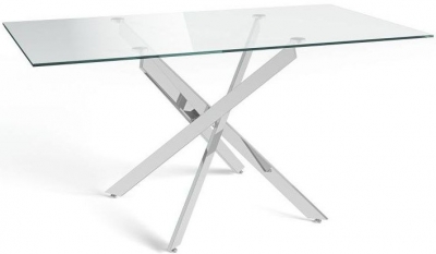 Product photograph of Hillburn 6 Seater Dining Table - Glass And Chrome from Choice Furniture Superstore