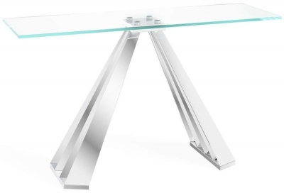Product photograph of Eldon Console Table - Glass And Chrome from Choice Furniture Superstore