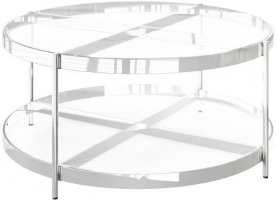 Product photograph of Brooks Glass And Chrome Coffee Table from Choice Furniture Superstore
