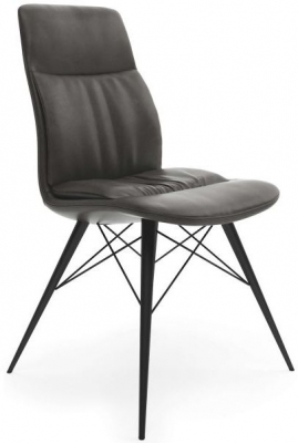 Image of Falcon Antique Grey Faux Leather Dining Chair (Sold in Pairs)