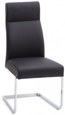 Image of Dante Black Faux Leather and Chrome Dining Chair (Sold in Pairs)