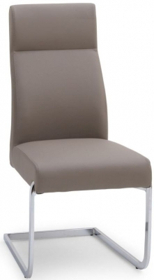 Image of Dante Taupe Faux Leather and Chrome Dining Chair (Sold in Pairs)