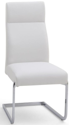 Image of Dante White Faux Leather and Chrome Dining Chair (Sold in Pairs)