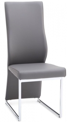 Product photograph of Set Of 2 Remo Grey Faux Leather Dining Chair With Chrome Base from Choice Furniture Superstore