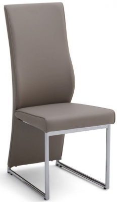 Product photograph of Set Of 2 Remo Taupe Faux Leather Dining Chair With Chrome Base from Choice Furniture Superstore