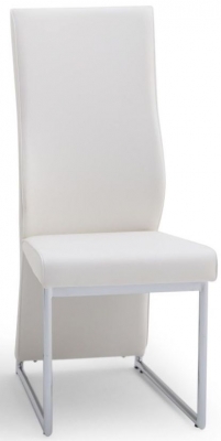 Product photograph of 2 X Remo White Faux Leather Dining Chair With Chrome Base from Choice Furniture Superstore