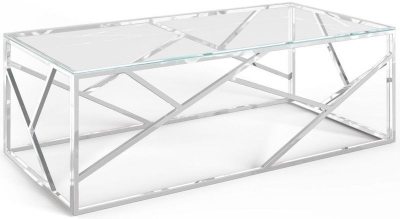 Product photograph of Lewis Glass And Chrome Coffee Table from Choice Furniture Superstore