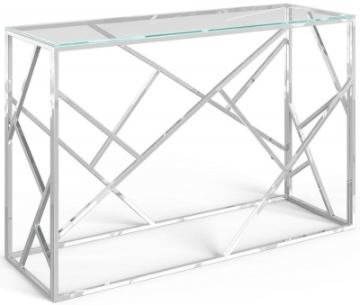 Product photograph of Lewis Glass And Chrome Console Table from Choice Furniture Superstore