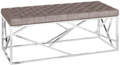 Product photograph of Kieta Mink Plush Velvet And Chrome Bench from Choice Furniture Superstore