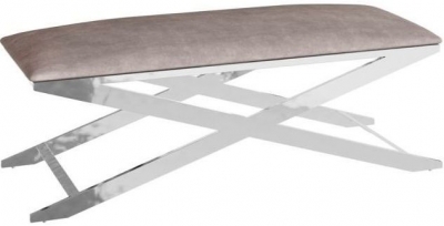 Product photograph of Vertue Mink Fabric Bench With Chrome X Base from Choice Furniture Superstore