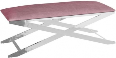 Product photograph of Vertue Pink Plush Velvet And Chrome Bench from Choice Furniture Superstore