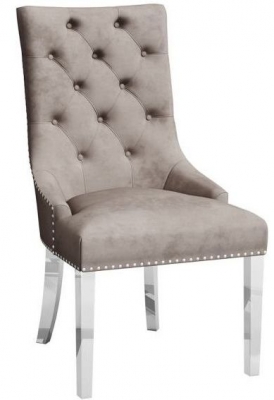 Product photograph of Set Of 2 Donatello Mink Fabric Dining Chair With Chrome Base from Choice Furniture Superstore