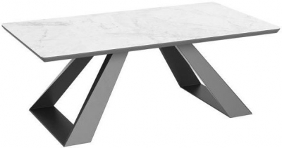 Product photograph of Eldora Light Grey Marble Effect Glass Top Coffee Table from Choice Furniture Superstore