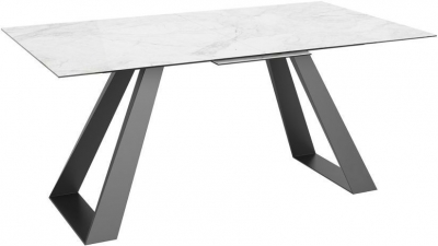 Product photograph of Eldora Light Grey Marble Effect Glass Top Extending Dining Table from Choice Furniture Superstore
