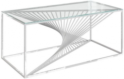 Product photograph of Myers Glass And Chrome Coffee Table from Choice Furniture Superstore