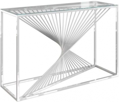 Product photograph of Myers Glass And Chrome Console Table from Choice Furniture Superstore