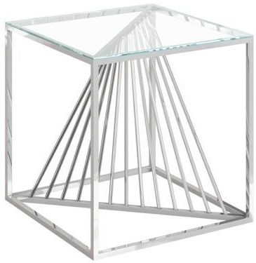 Product photograph of Abstract Glass And Chrome Side Table from Choice Furniture Superstore