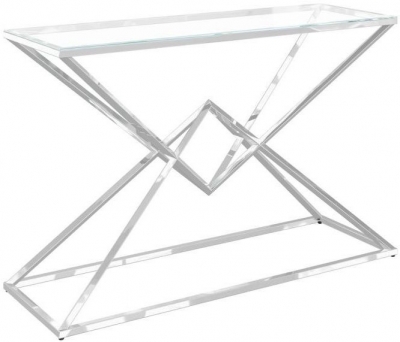 Product photograph of Daisy Glass And Chrome Console Table from Choice Furniture Superstore