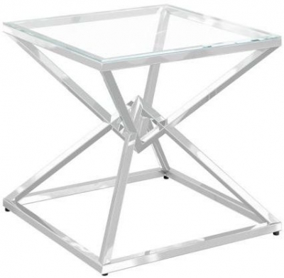 Product photograph of Daisy Glass And Chrome Side Table from Choice Furniture Superstore