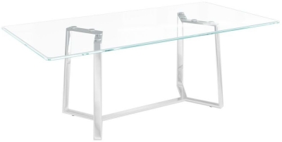 Product photograph of Justin Glass And Chrome Dining Table from Choice Furniture Superstore